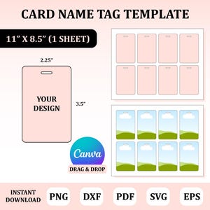 Card Name Tag Template: Luggage Tag Sublimation, ID Badge