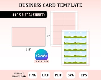 Business Card Template, Canva Business Card, Printing Template Business Card, Business Card Svg, Diy Business Card, Business Card Blank