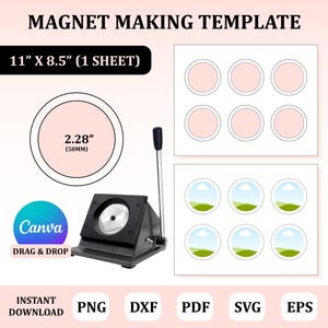 Magnet Maker Template, Circle Fridge Magnet Template, Template for Magnet Maker Machine, Fridge Magnet Template, Photo Magnet Template
