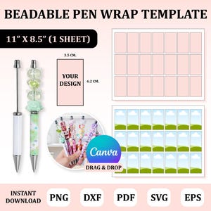 Beadable Pen Wrap Template, Beadable Pen Sublimation, Pen Wrap Sublimation, Pen Wrap Template, Sublimation Template