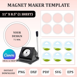 Magnet Maker Template, Circle Fridge Magnet Template, Template for Magnet Maker Machine, Fridge Magnet Template, Photo Magnet Template