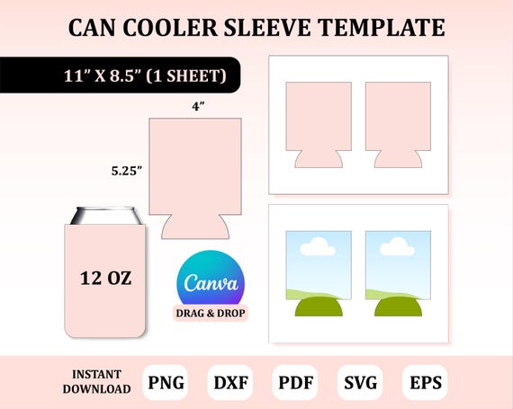 Can Cooler Sleeve Template, Can Sleeve Template, Can Sleeve Sublimation, Can Holder Sublimation, Sublimation Svg, Sublimation Template