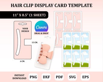Displaykaartsjabloon haarclip: zelfgemaakte gepersonaliseerde cliphouder (digitale download)