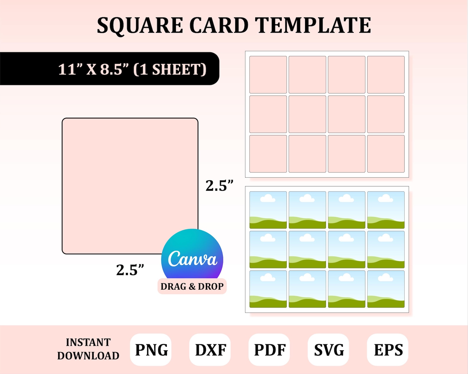 Square Business Card Template, Canva Business Card, Printing Template