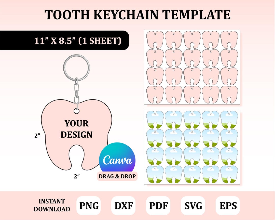 Tooth Key Chain Crochet Pattern Tooth Keychain Template, Tooth Keychain , Dental Keychain Template ...