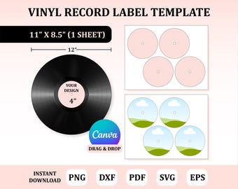Vinyl Record Label Template, Vinyl Record Label Svg, Record Label Template, Record Label Blank, Custom Vinyl Record Label