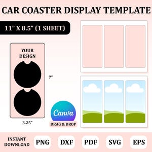 Car Coaster Display Card Template: 2pcs Blank DIY