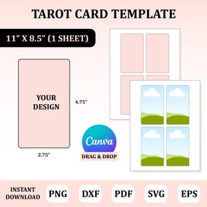 Plantilla de carta de tarot, plantilla de carta de tarot personalizada, plantilla de carta de tarot Canva, carta de tarot en blanco SVG, carta de tarot, carta de tarot DIY