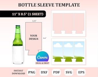 Bottle Sleeve Template, Can Slim Cooler Sleeve Template, Sublimation Can Cooler Template, Beer Cooler Sublimation, Bottle Sleeve Sublimation