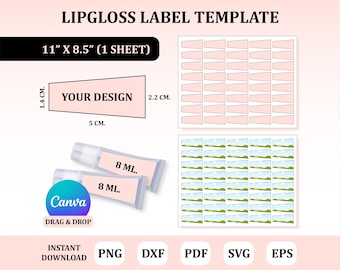 Lip Gloss Label Template, Lipgloss Label Template, DIY Sticker Design : Digital Download