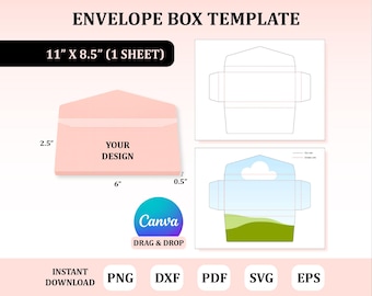 Envelope Box Template: DIY Packaging, Canva Design (Digital Download)