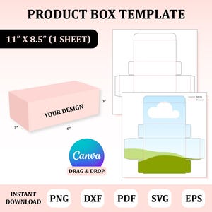 Product Box Template, Rectangle Box Template, Shipping Box Svg, Box Packaging, Product Box Canva Template, Cardboard Box Template