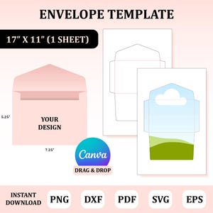 Envelope Template: DIY Greeting Card Cut File - Cricut & Canva Compatible