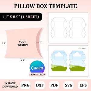 Pillow Box Template, Pillow Box Svg, Pillow Box, Diy Pillow Box, Box for Candy, Treat Box Template, Pillow Candy Box Template