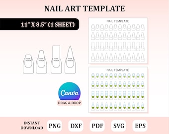 Plantilla para decoración de uñas, plantilla de calcomanía para decoración de uñas, plantilla en blanco para uñas, plantilla para práctica de decoración de uñas