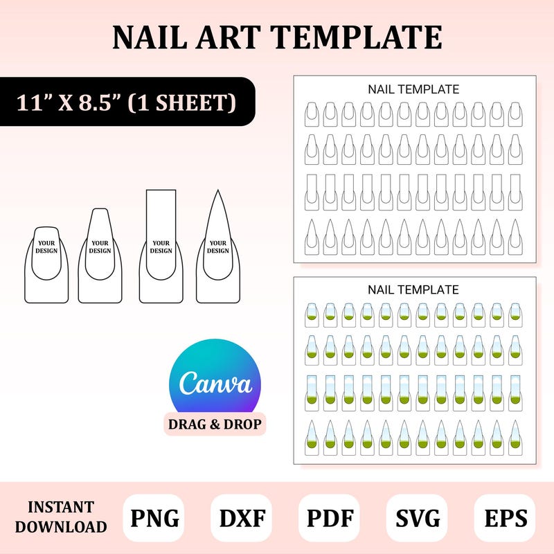 Blank Nail Template Etsy