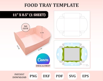 Food Tray Template, Food Tray Box Svg, Food Tray for Party , Tray Template, Tray Party Template, Tray for Party, Donut Box Template