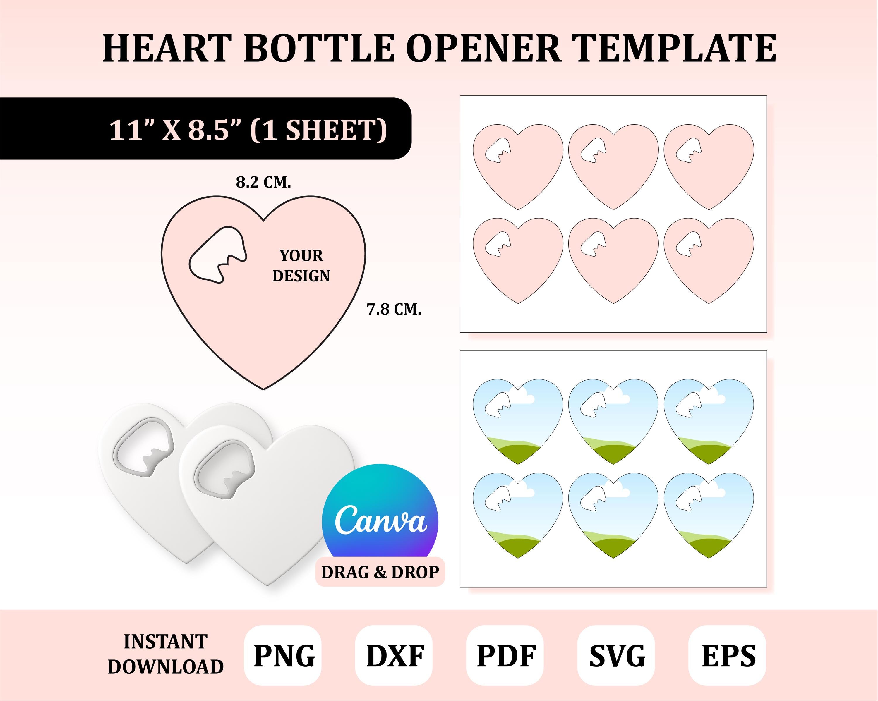   ハート型ボトルオープナー ハート型ボトルオープナーテンプレート：昇華転写デザイン（デジタル