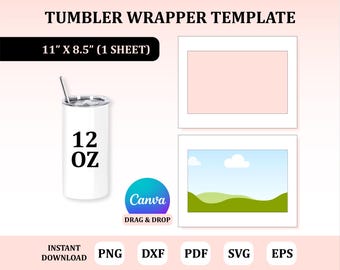12oz Tumbler Wrapper-sjabloon, Tumbler Wrap-sjabloon, Tumbler-sublimatie, 12oz Tumbler-sublimatie, sublimatie Svg, sublimatiesjabloon