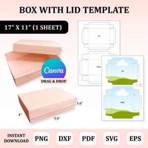 Box mit Deckel Vorlage, Box mit Deckel svg, Geschenkbox Vorlage, Accessoires Box Vorlage, Diy Geschenkbox, Box Vorlage
