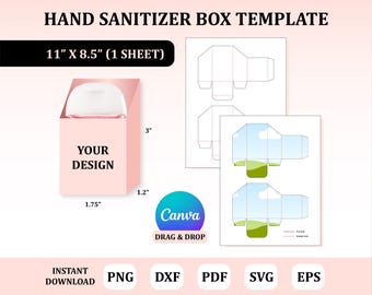 Hand Sanitizer Box Template, Hand Gel Box Template, Hand Sanitizer Holder Template : Digital Download