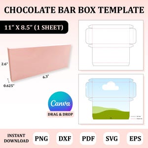 Modèle de boîte de barre de chocolat, boîte de barre de chocolat Svg, boîte pour barre de chocolat, emballage de barre de chocolat, boîte pour barre de chocolat
