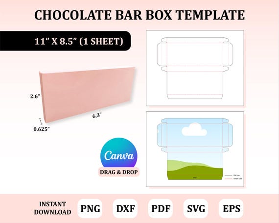Chocolate Bar Box Template, Chocolate Bar Box Svg, Box for Chocolate Bar , Chocolate Bar Packaging, Box for Chocolate Bar