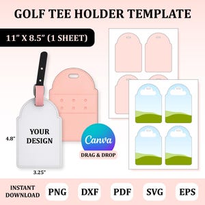 Golf Tee Holder Template, Tee Bag Template, Golf Tee Holder Sublimation, Golf Tee Bag Sublimation, Golf Tee Leather Template
