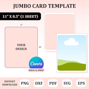 Plantilla de tarjeta jumbo de 8x10, plantilla de tarjeta jumbo, tarjeta jumbo SVG, plantilla de tarjeta gigante, tarjeta jumbo personalizada, tarjeta jumbo DIY
