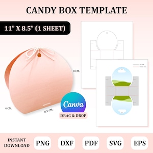 Candy Box Template, Baby Shower Box Template, Baby Shower Packaging, Candy Box SVG Template, Vandy Box, Candy Canva Box Template