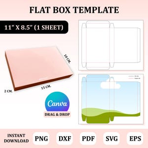 Plantilla de caja plana, SVG de caja plana, embalaje de caja, plantilla de caja, caja plana DIY, embalaje de caja