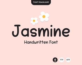 Jasmin-Schrift, süße Schrift, handgeschriebene Schrift, Handschrift-Schrift, Goodnotes-Schrift, Planer-Schrift, Procreate-Schrift, Cricut-Schrift