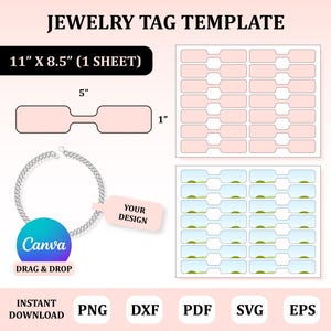 Jewelry Tag Template, Jewelry Tag Svg, Bracelet Tag Template, Necklace Tag Template, Jewelry Label Template