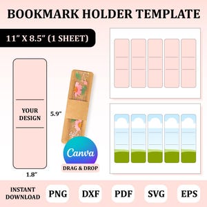 Bookmark Holder Template, Bookmark Holder Svg, Bookmark Display Template, Bookmark Sleeve Template