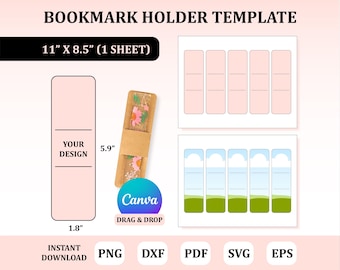 Bookmark Holder Template, Bookmark Holder Svg, Bookmark Display Template, Bookmark Sleeve Template