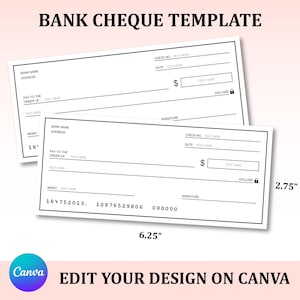 Bank Cheque Template, Bank Check Template, Check Template, Cheque Template, Printable Cheque, Blank Cheque, Editable Cheque Template