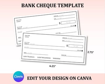 Bank Cheque Template, Bank Check Template, Check Template, Cheque Template, Printable Cheque, Blank Cheque, Editable Cheque Template