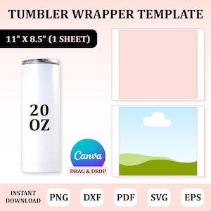 20oz Tumbler Wrapper Template, Tumbler Wrap Template, Tumbler Sublimation, 20oz Tumbler Sublimation, Sublimation Svg, Sublimation Template