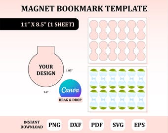 Magnet Bookmark Template, Magnet Bookmark SVG, Magnet Bookmark Sublimation, Bookmark Sublimation Template