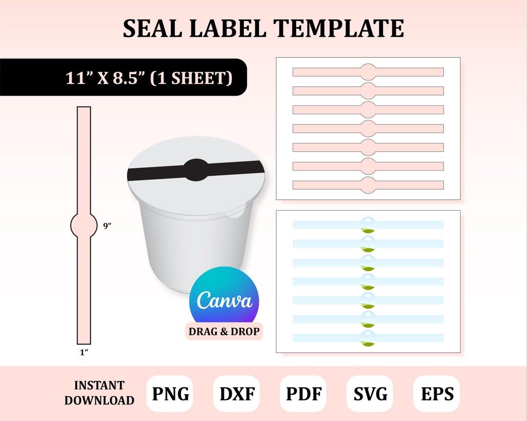 Sealing Sticker Format Seal Label for Drink Lid Template : Digital Download - Etsy
