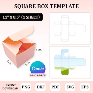 Square Box Template, Square Box Svg, Box Packaging, Classic Box Template, Gift Box Template