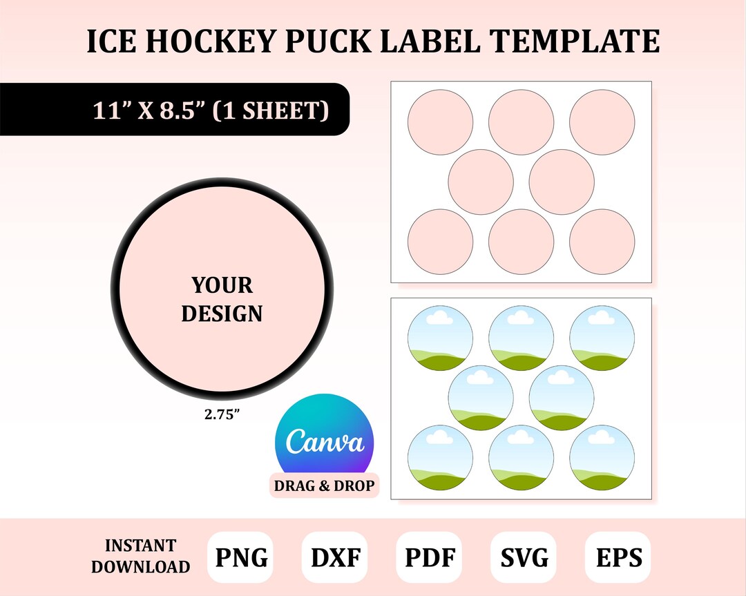 Ice Hockey Puck Label Template, Hockey Puck Sticker Template : Digital ...