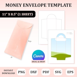 Money Envelope Template, Money Holder, Envelope Cut File, Envelope SVG Template, Envelope Cricut, Envelope Canva Template