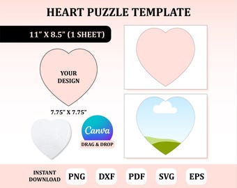 Heart Puzzle Template, Puzzle Sublimation Template, Puzzle Template Svg, Heart Template, Heart Jigsaw Template, Jigsaw Sublimation Template