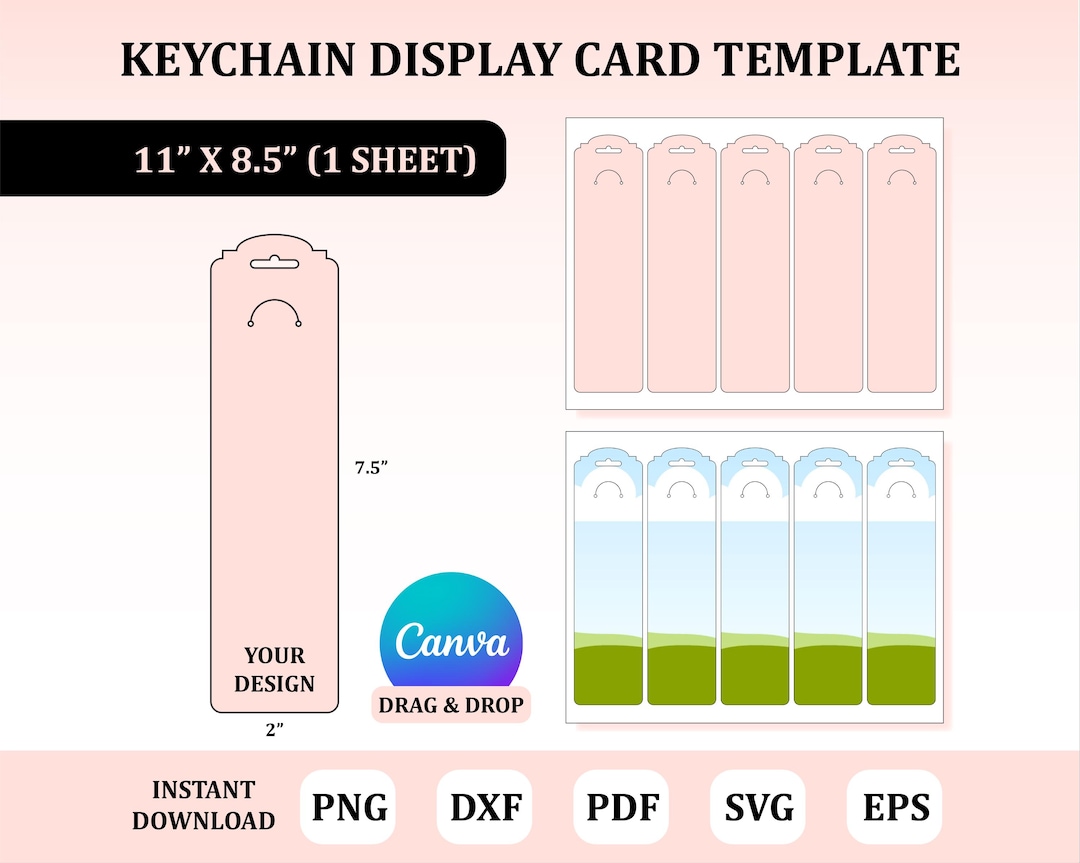Keychain Display Card Template, Keychain Card Holder, DIY Card Holder ...