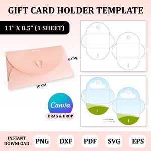 Plantilla de porta tarjetas de regalo, porta tarjetas de regalo SVG, plantilla de porta tarjetas, porta tarjetas SVG, plantilla de porta tarjetas Canva