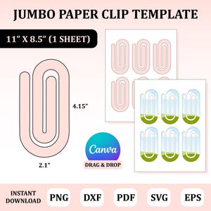 ジャンボ ペーパー クリップ テンプレート、大きなペーパー クリップ テンプレート、ジャンボ ペーパー クリップ カット ファイル、ペーパー クリップ カット ファイル、ペーパー クリップ SVG、ペーパー クリップ レーザー