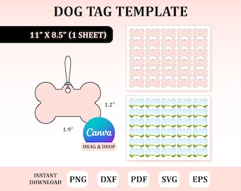 Dog Tag Template, Pet Tag Template, Heat Transfer Tag Template, Bone Tag Template, Sublimation Tag Template