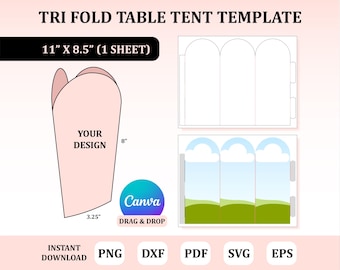 Tri Fold Table Tent Template SVG: Blank Table Card (Digital Download)