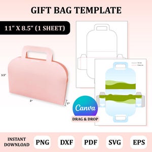 Plantilla de bolsa de regalo, plantilla de bolsa, SVG de bolsa, embalaje de bolsa, plantilla SVG de bolsa de regalo, plantilla de Canva de bolsa, bolsa de regalo personalizada, plantilla de bolsa SVG